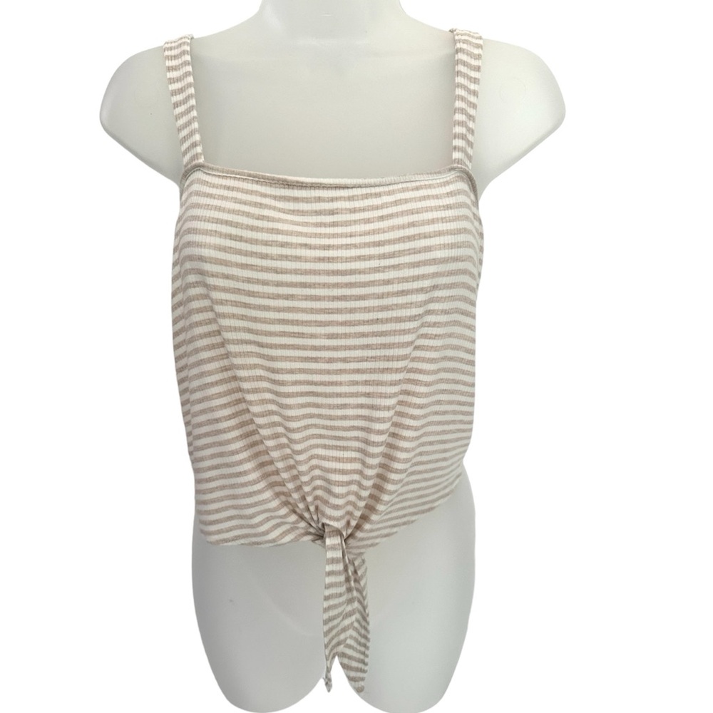 Caution To The Wind Stripe Tie-front tank